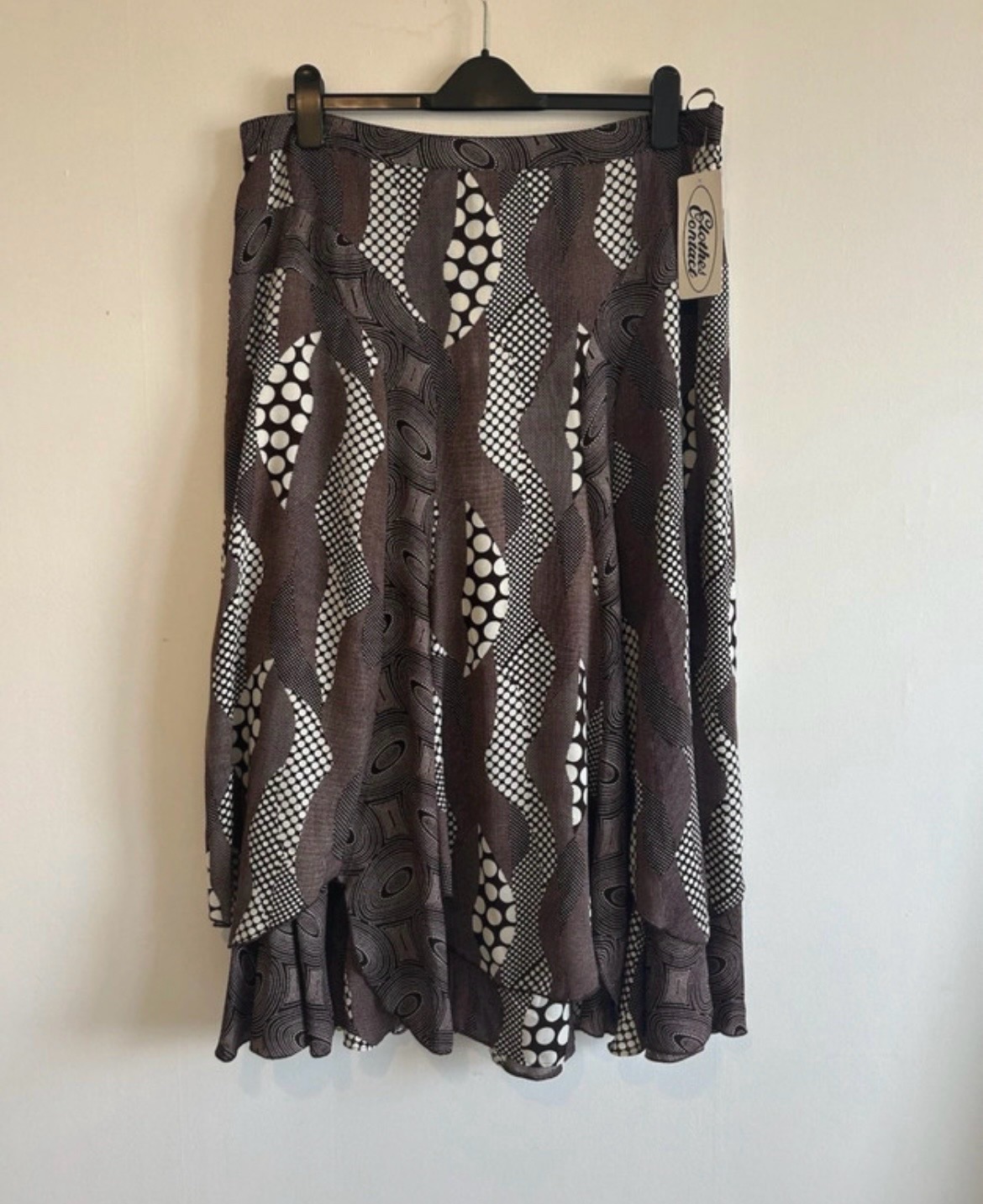 Vintage Brown & White Layered Summer Skirt Plus Size 20