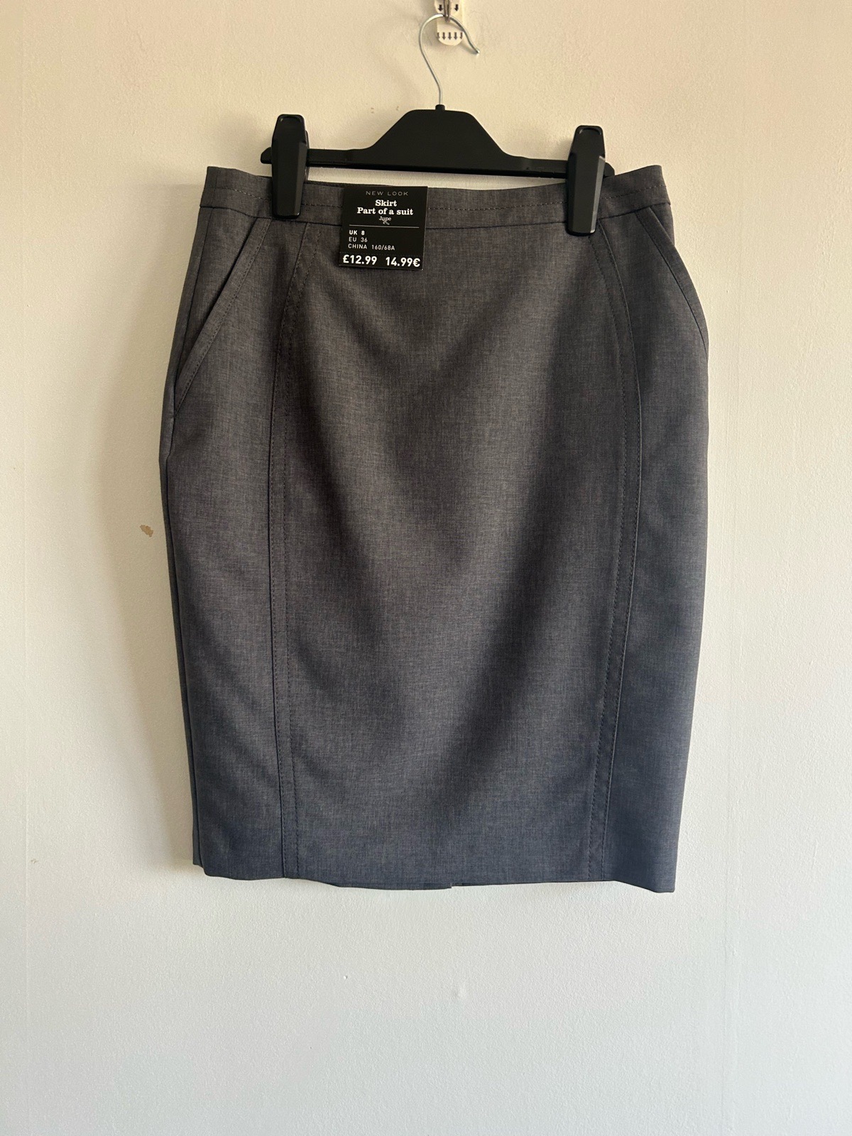 New Look Grey Pencil Work Skirt Size 8