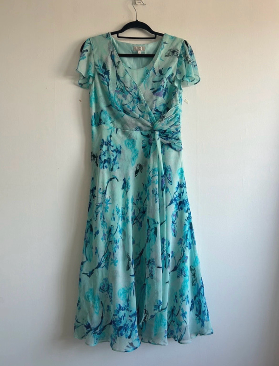 CC Floral Chiffon Midi Wrap Mother Of The Bride Dress Size 10 RRP £80