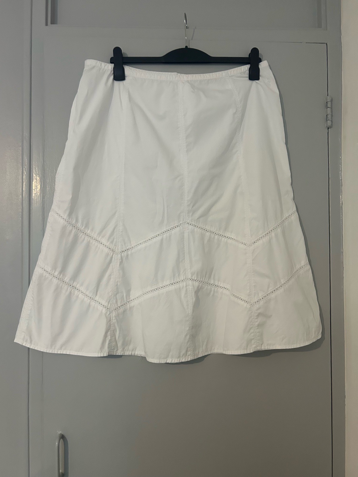 BHS 100% Cotton White A-Line Summer Midi Skirt Plus Size 18