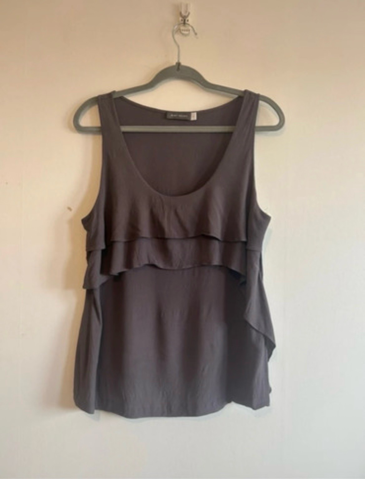 Dark Grey Tiered Ruffle Sleeveless Top Size 14 Mint Velvet