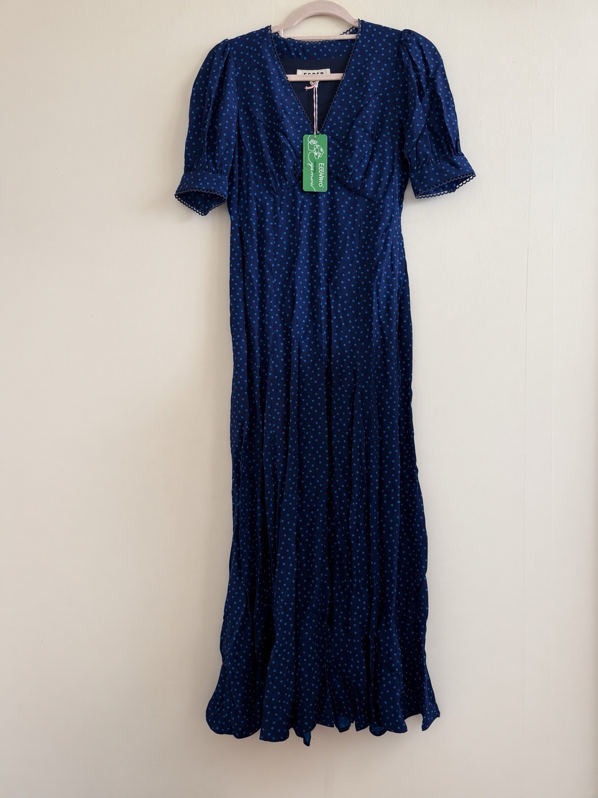 Boden Godet Navy & Blue Spot Polka Dot Godet Tea Dress - BNWT £135 - Size 6 R
