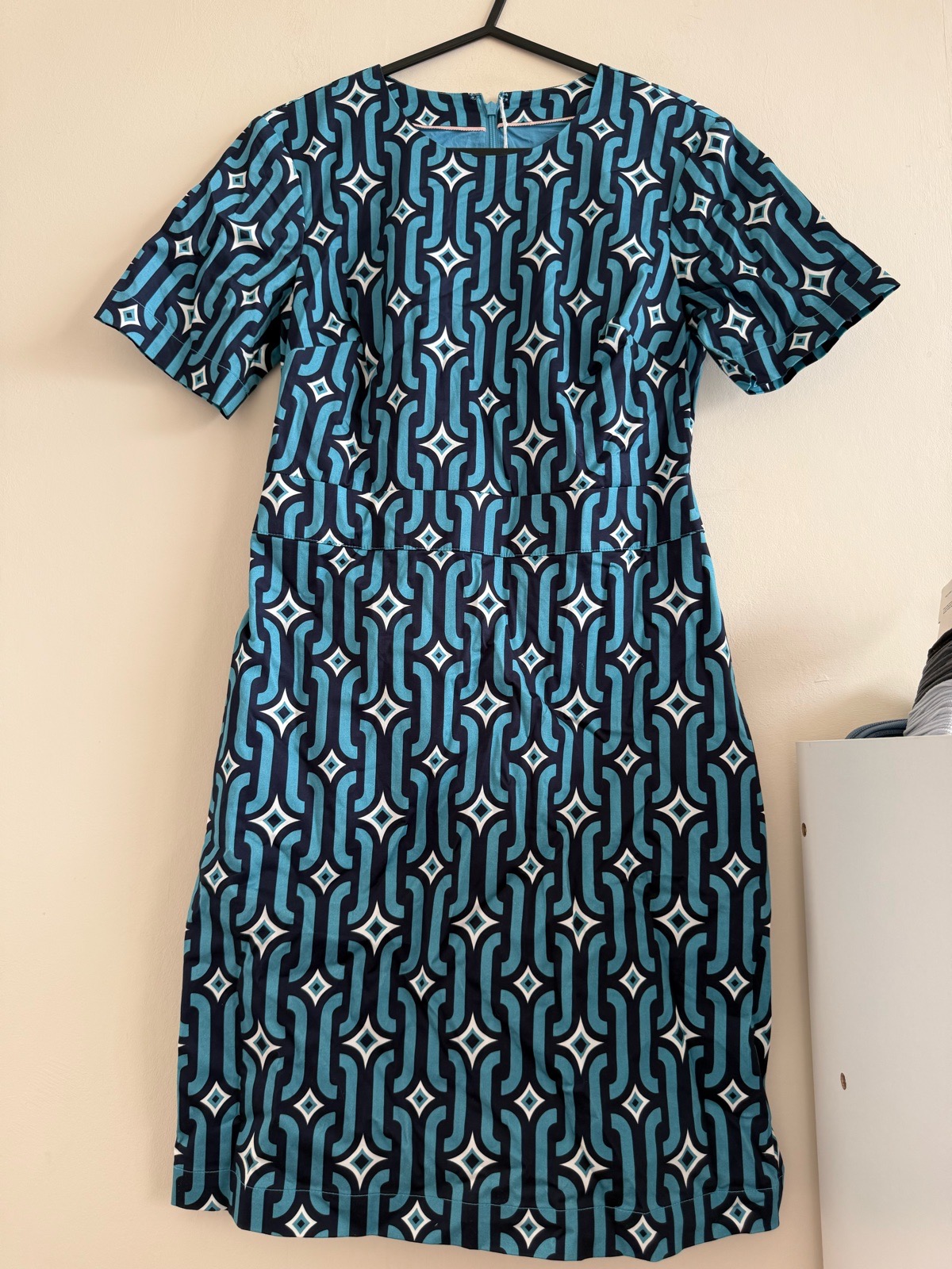 Boden Navy & Blue Geo Print Cotton Mini Shift Dress - BNWOT - Size 6