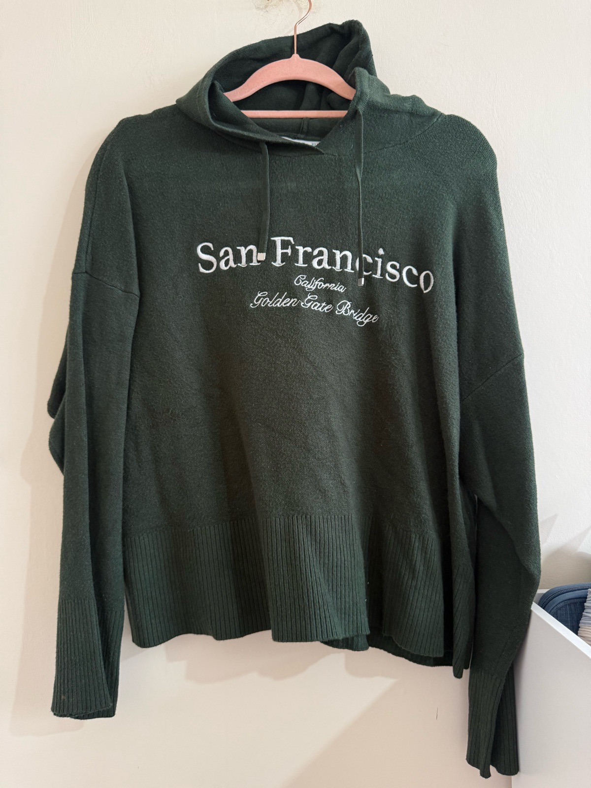 Primark Green Knitted ‘San Francisco’ Hooded Jumper Hoodie Top - Size XL