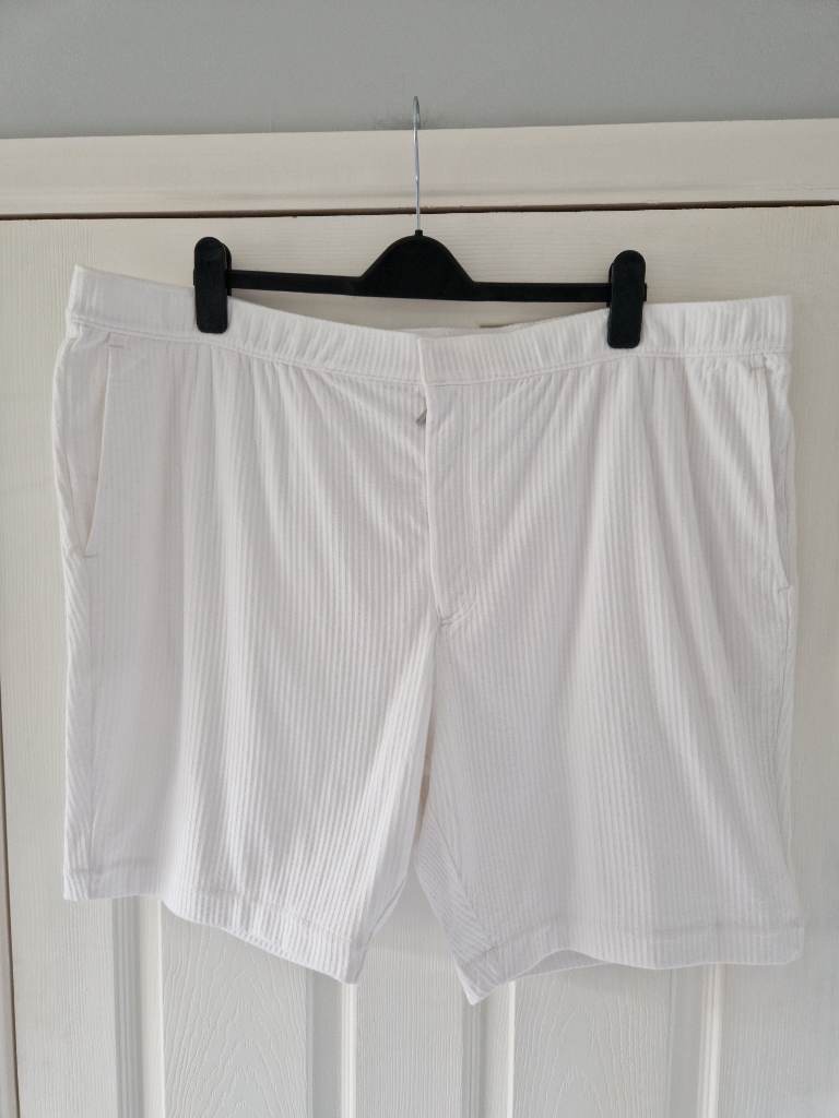 Autograph M&S Size 3XL White Cotton Textured Seersucker Shorts