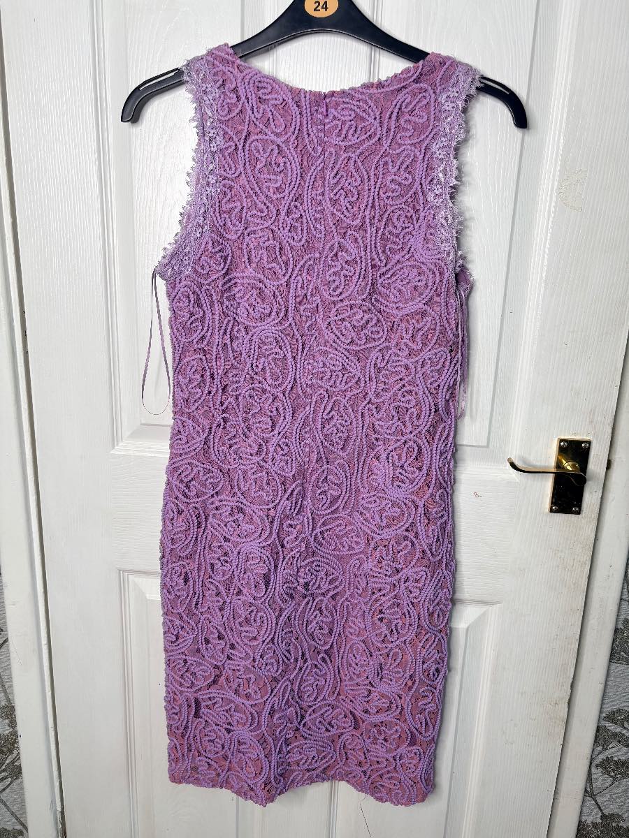 Girls On Film Lilac Lace Dress – Tapework Detail – Size 16 (Fits 12/14) – NWT
