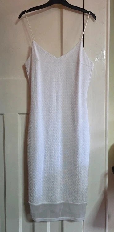 River Island Dress White Textured Strappy Size 10