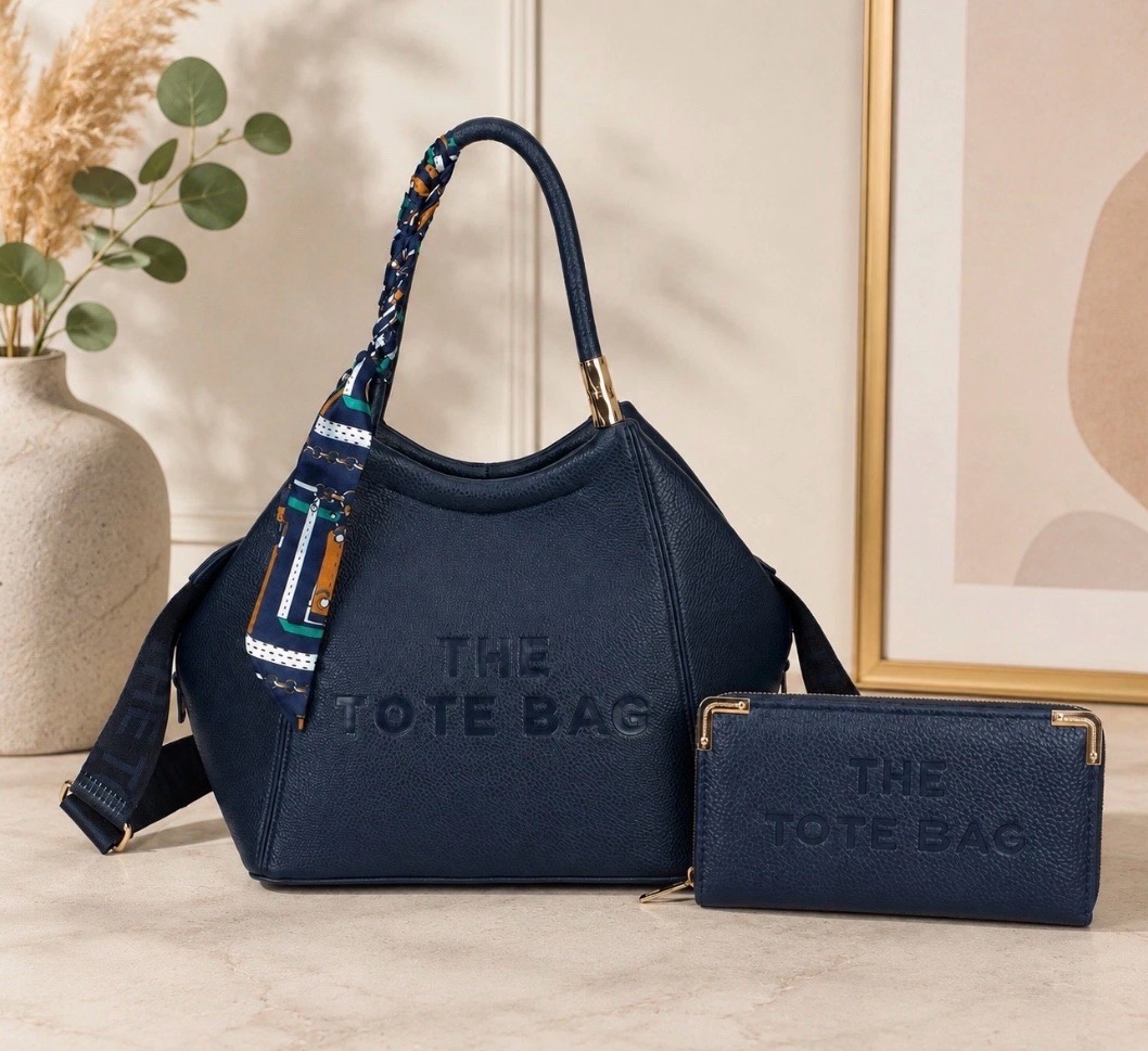 Large Tote Bag & Purse - Navy - Scarf - BNWT