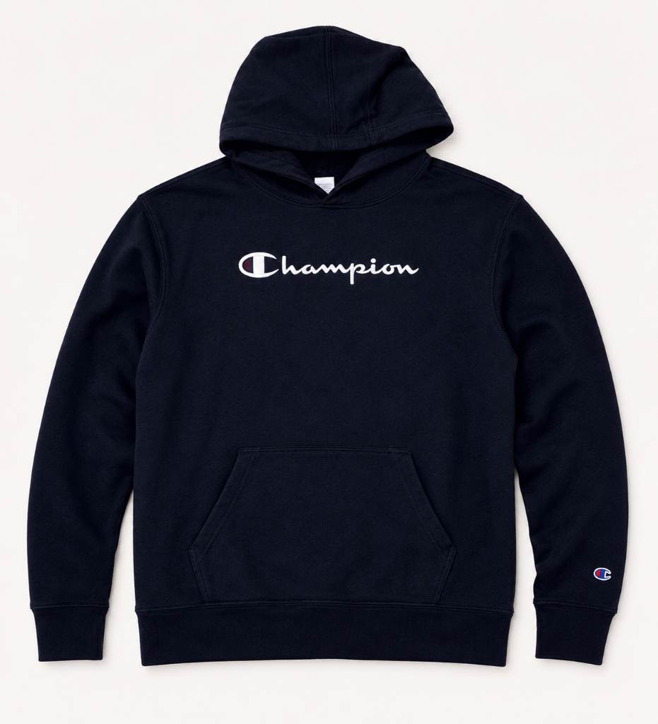 Champion Script Logo Hoodie – Navy – Size M/M