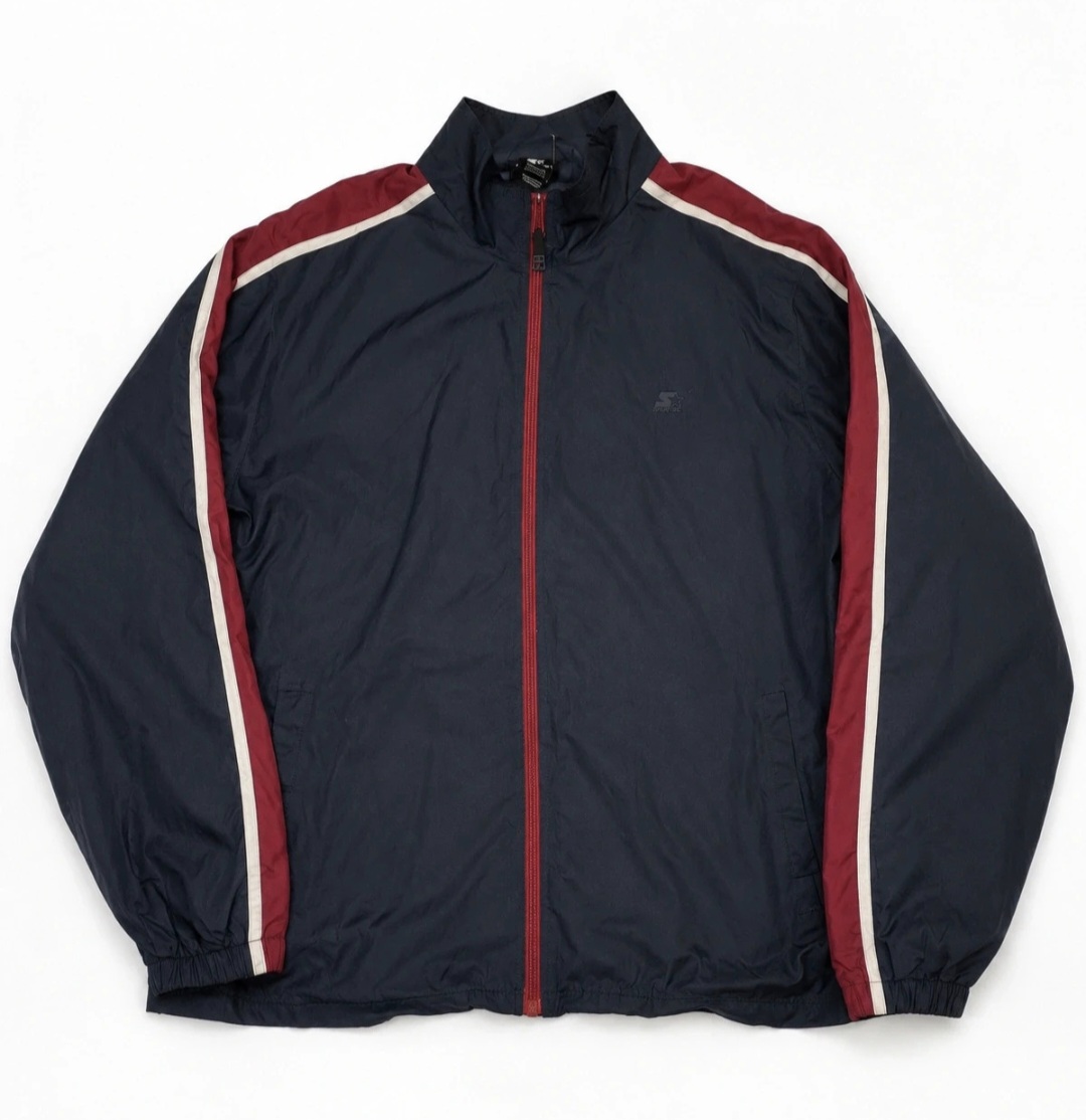 Vintage Starter Track Jacket Mens Large Navy Red Zip Up 90s Y2K Sportswear