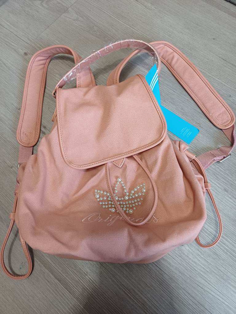 Adidas Originals Pink Canvas Pearl Drawstring Backpack – Brand New