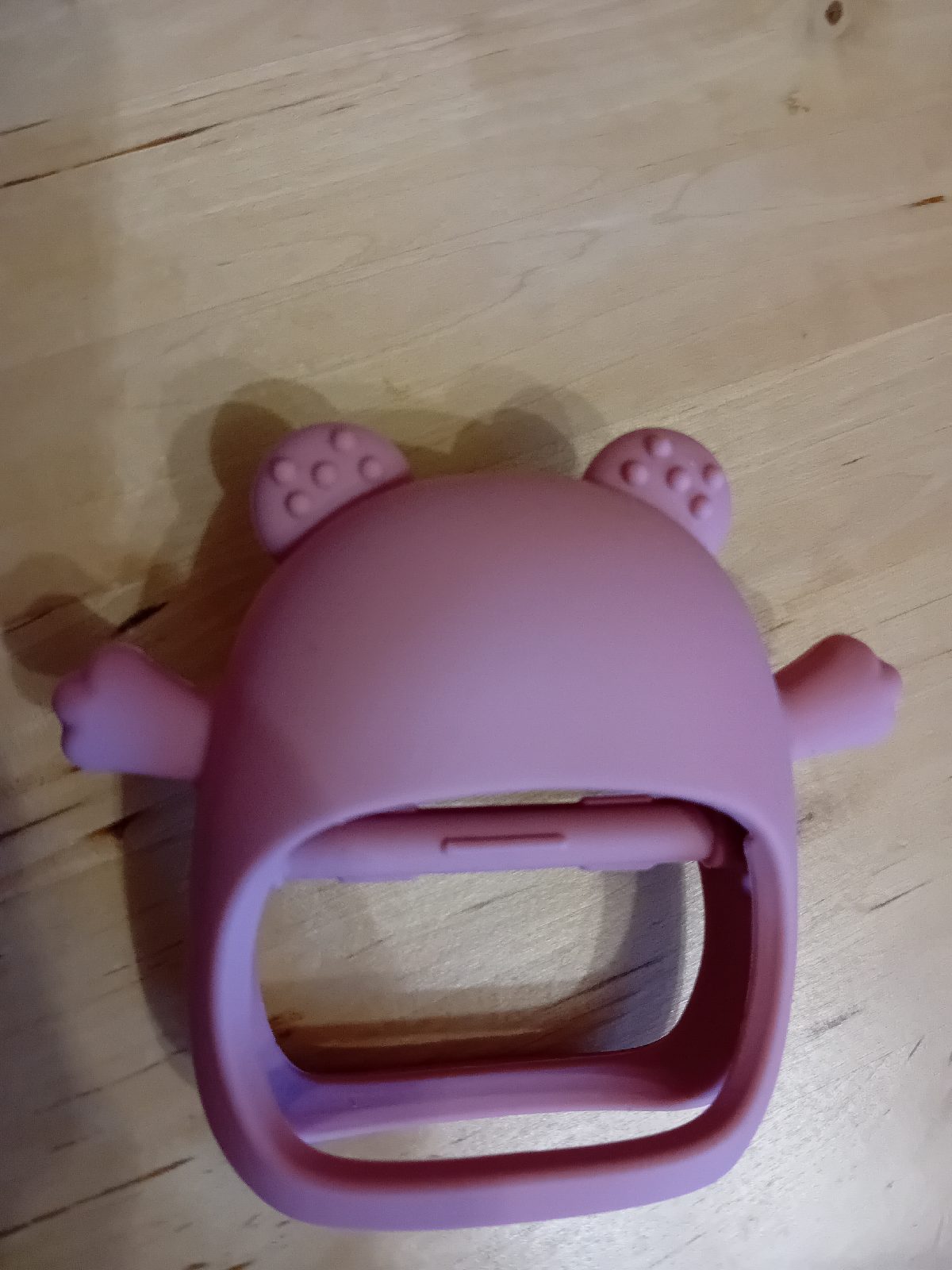 Silicone teething gripper bear pink