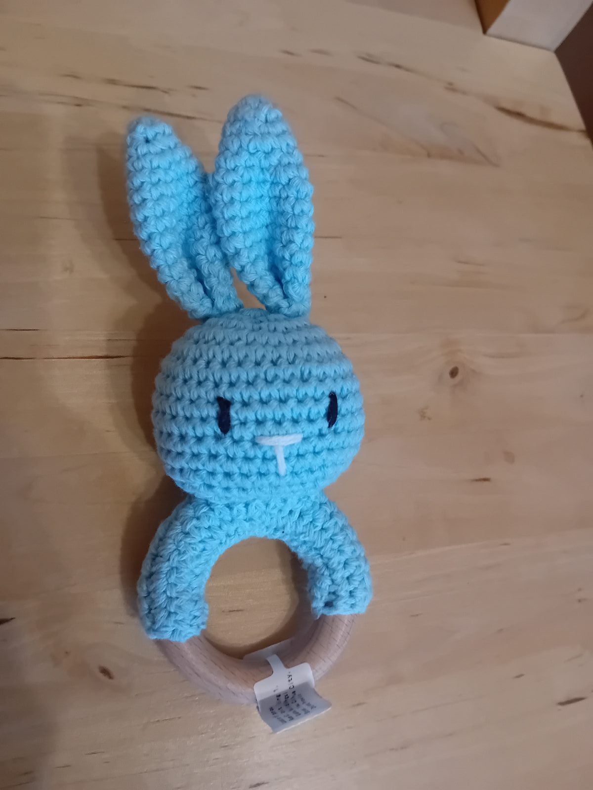 Crochet bunny rabbit teething ring rattle