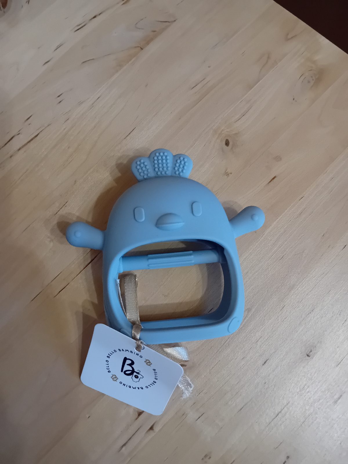 Silicone teething gripper toy blue bird