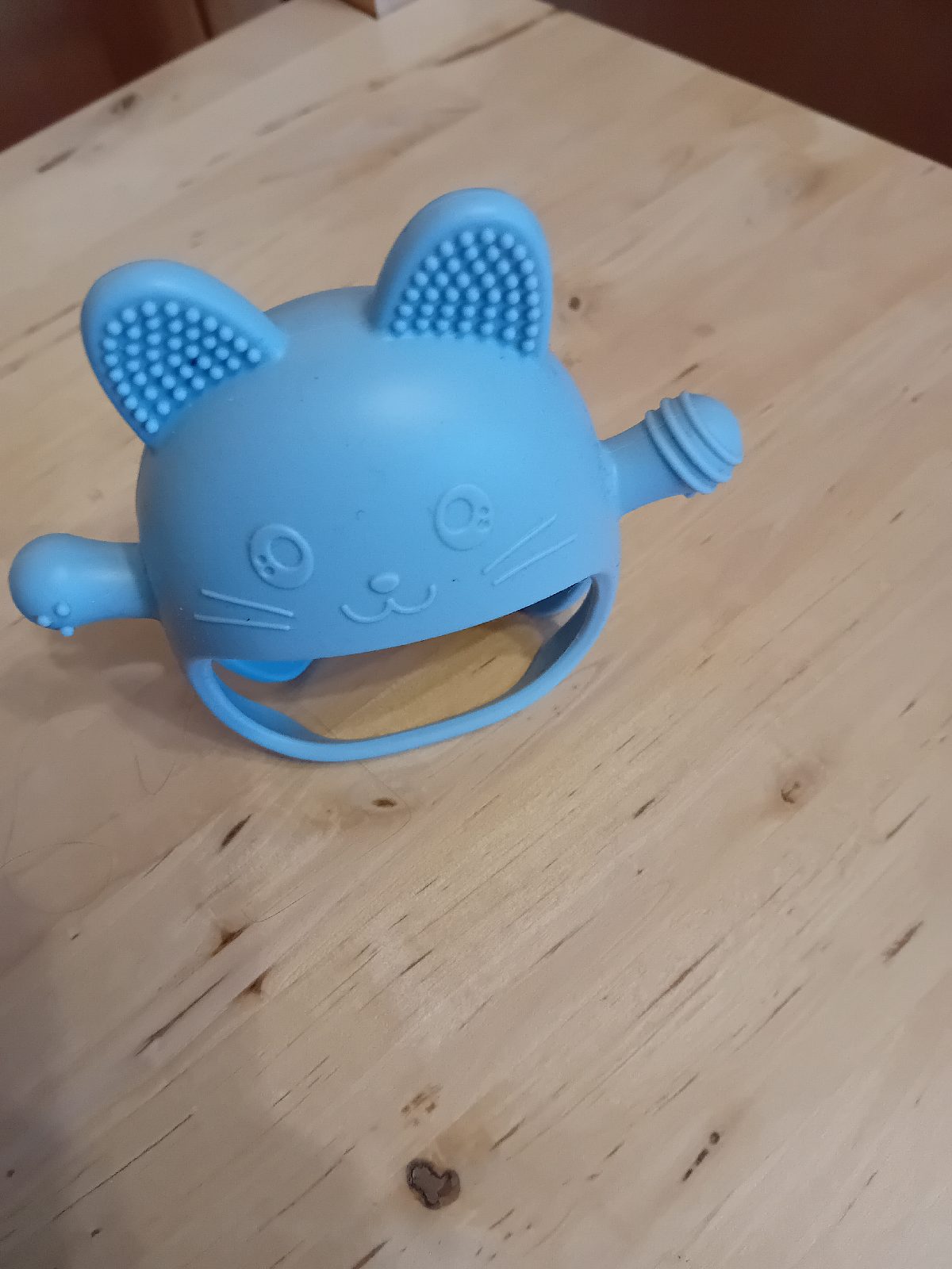 Teething gripper toy cat blue