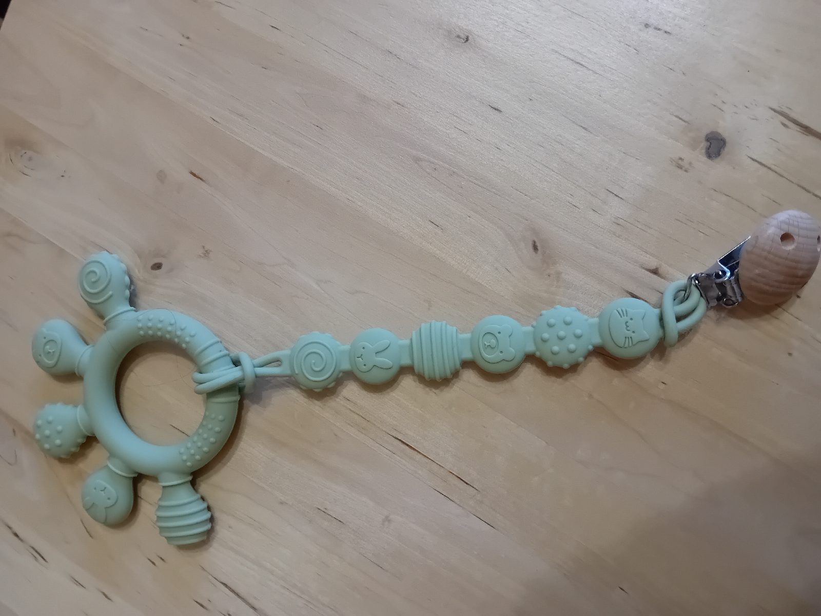 Baby silicone teething ring & clip holder
