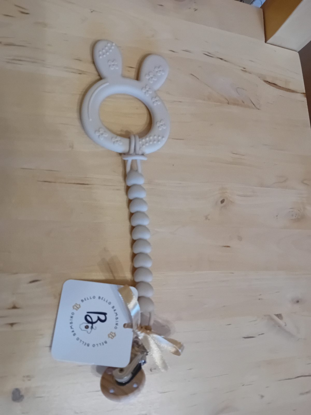 Silicone teething ring & clip holder bunny rabbit