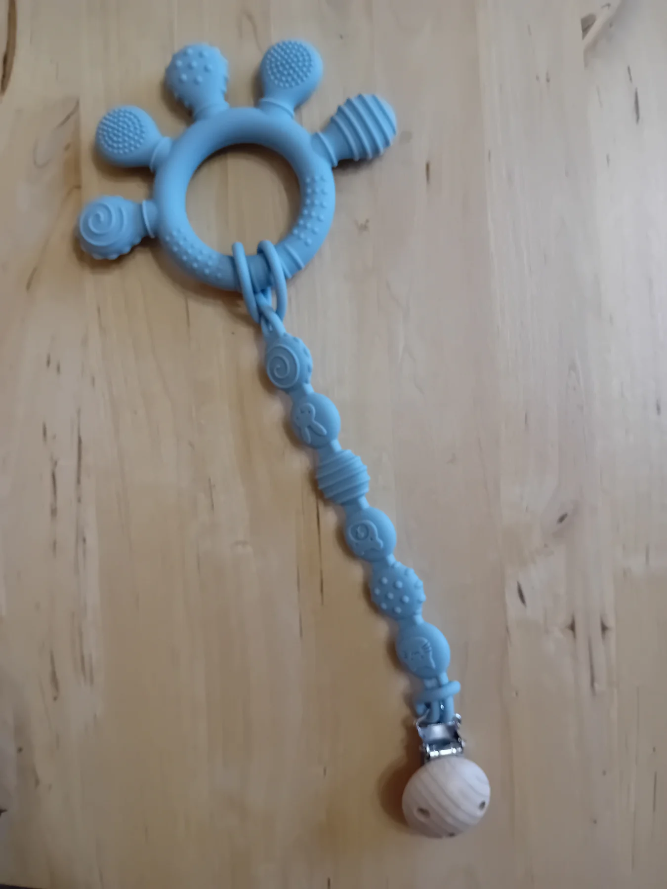 Silicone teething ring & clip holder