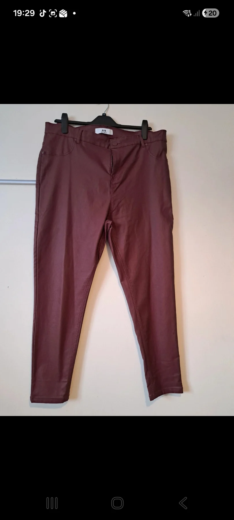 Yours plus size burgundy faux leather ava skinny trousers size 22