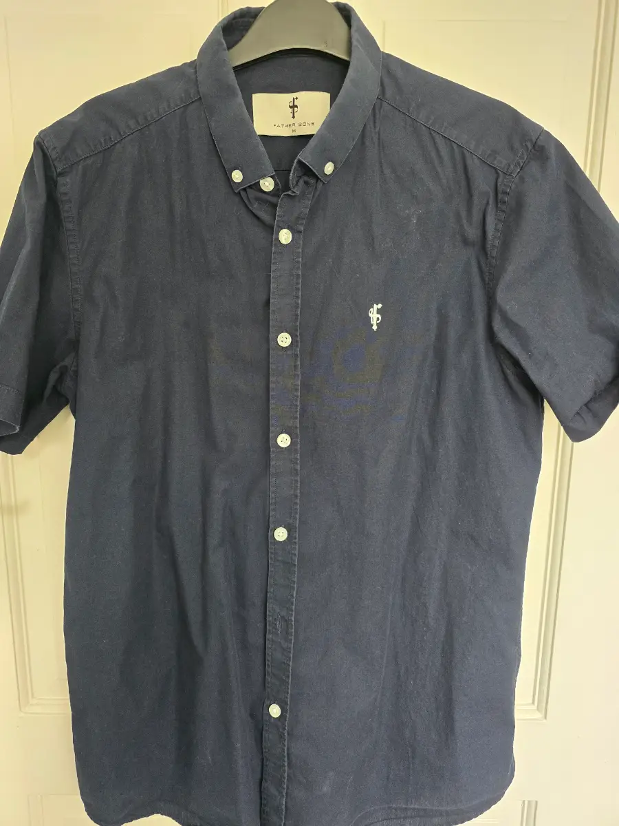Mens Navy short sleeved shirt Father and Sons