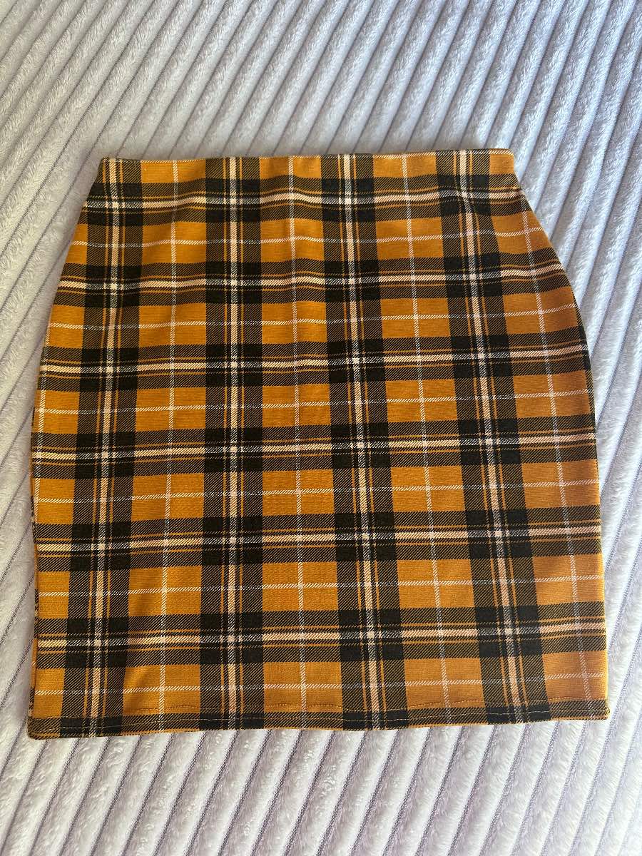 New Look Orange checkered skirt, size 8