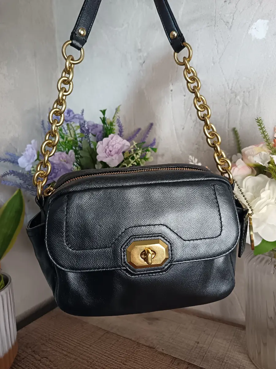 Coach Black Turnlock Campbell Camera Crossbody Shoulder Bag