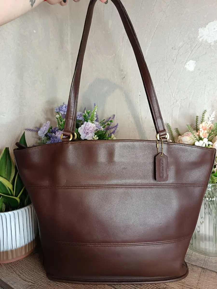 Coach Vintage 90's Dark Brown Tribeca Leather Tote Bag Handbag