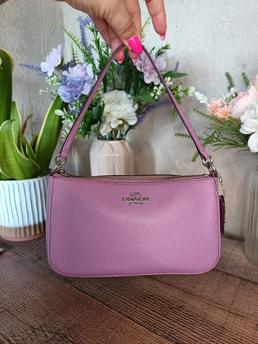 Coach Lilac Top Handle Leather Pouch Mini Shoulder Bag