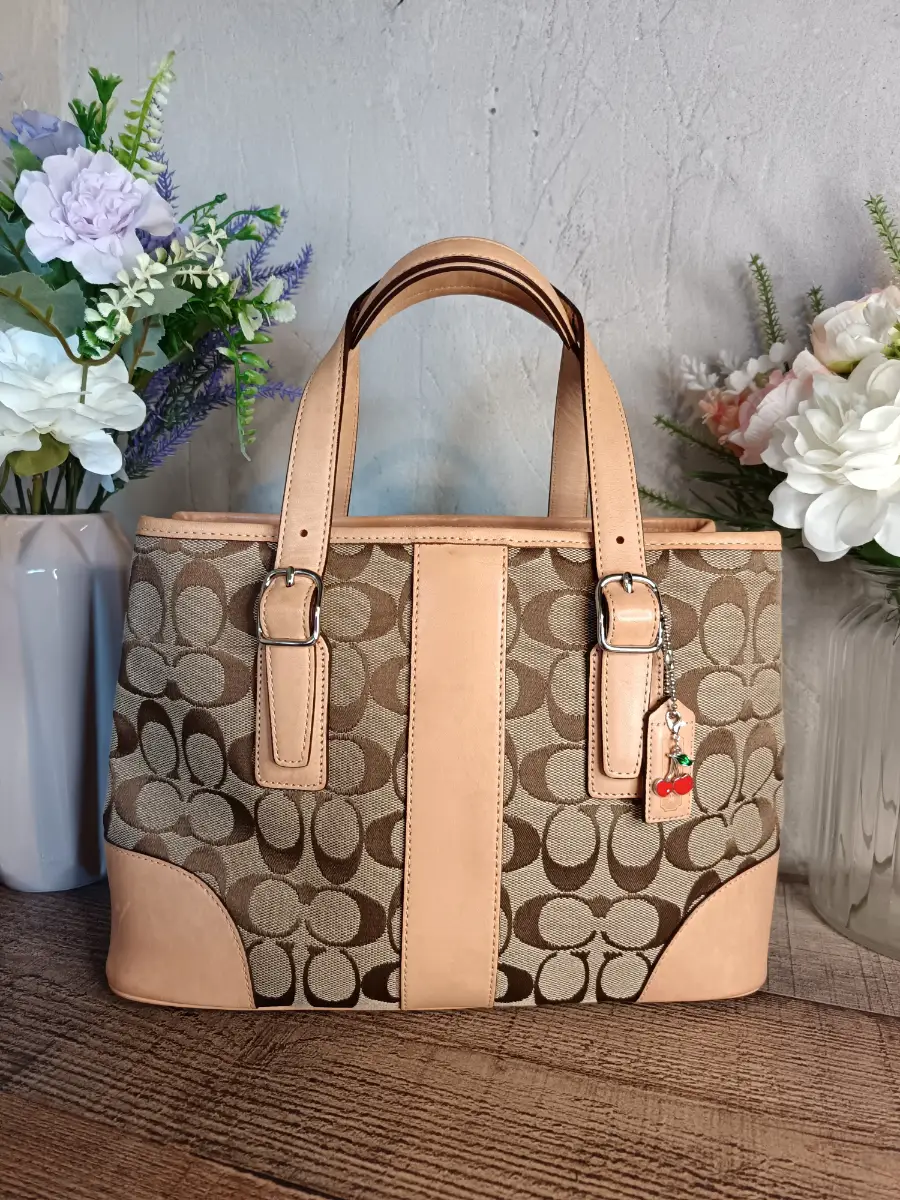 Coach Vintage Y2k Tan Brown Signature C Hamptons Bag Handbag