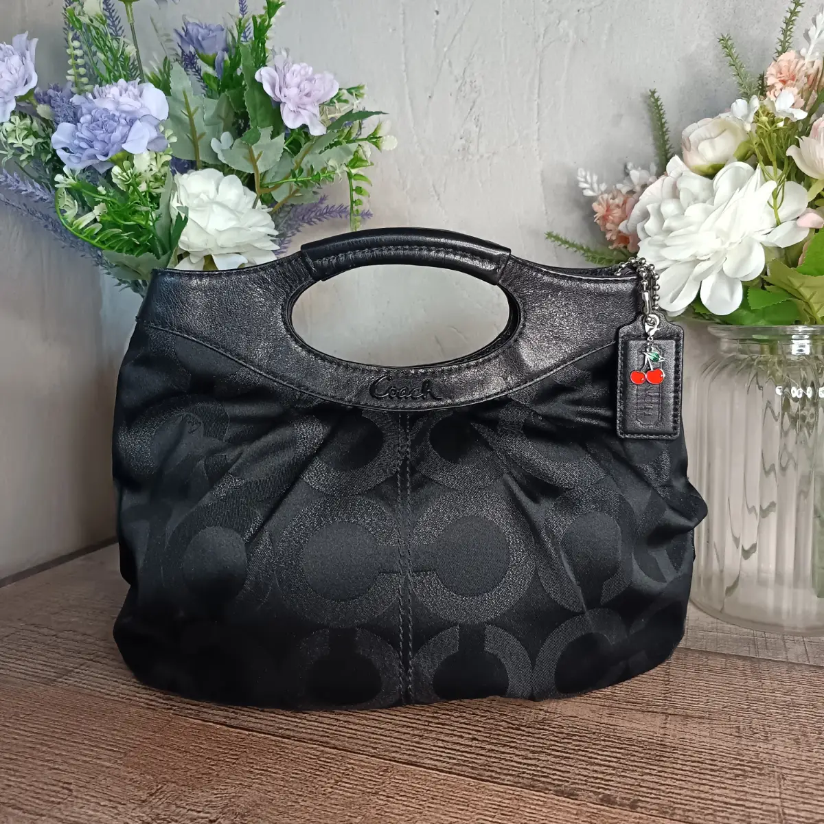 Coach Vintage Y2k Black Satin Optic Opuntia 2way Bag Handbag
