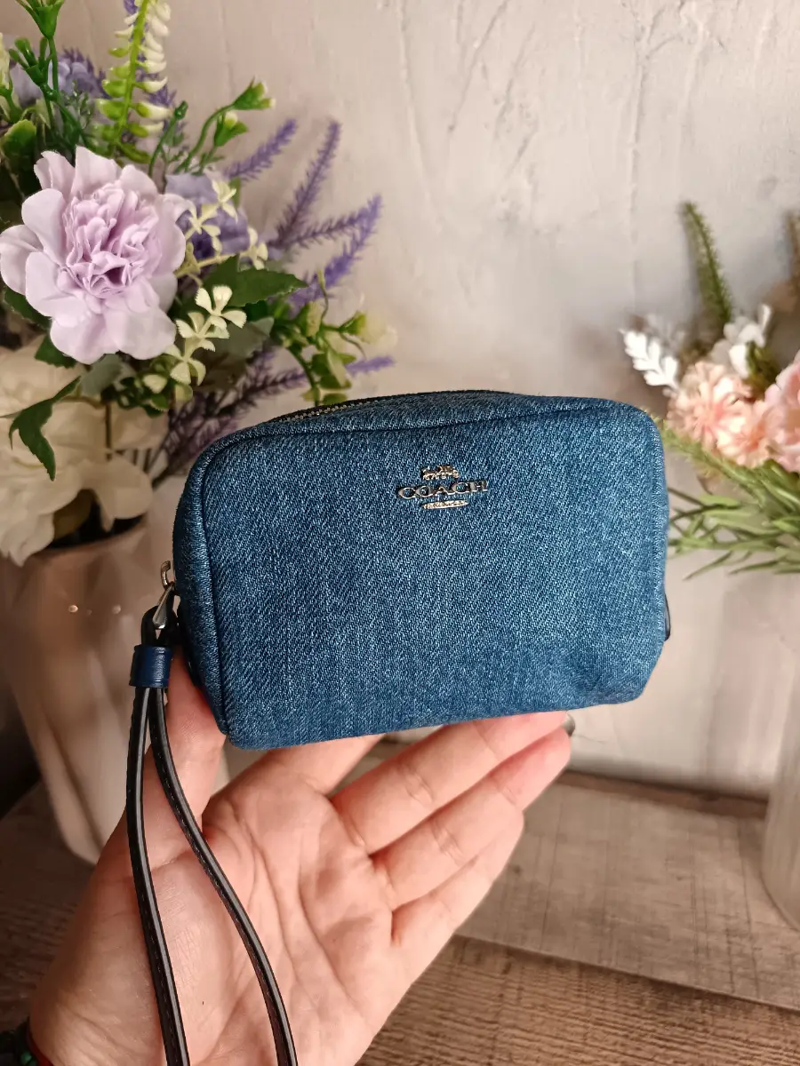 Coach Indigo Denim Pouch Wristlet