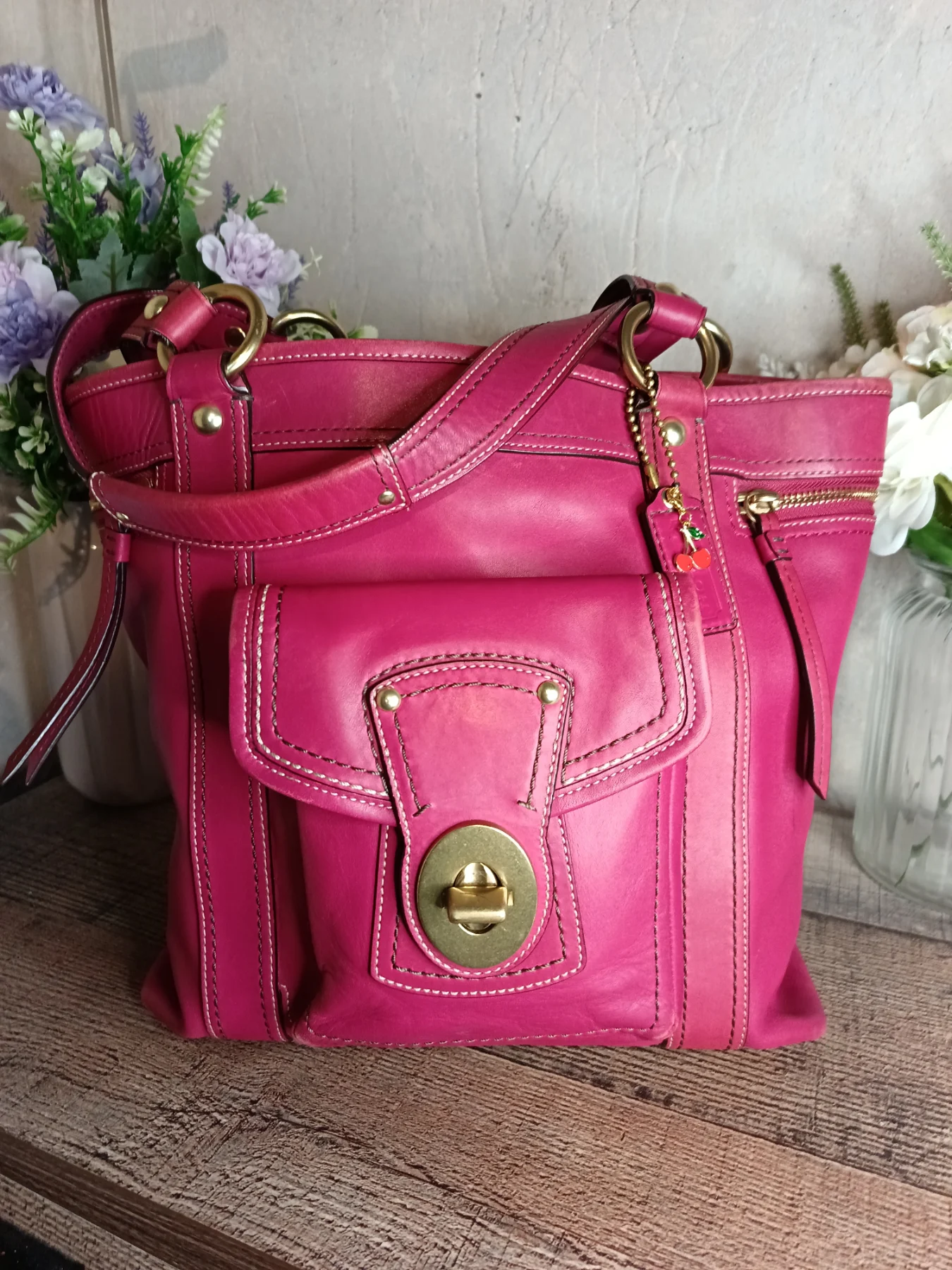 Coach Vintage Y2k Dark Pink Legacy Gigi Tote Shoulder Bag Handbag