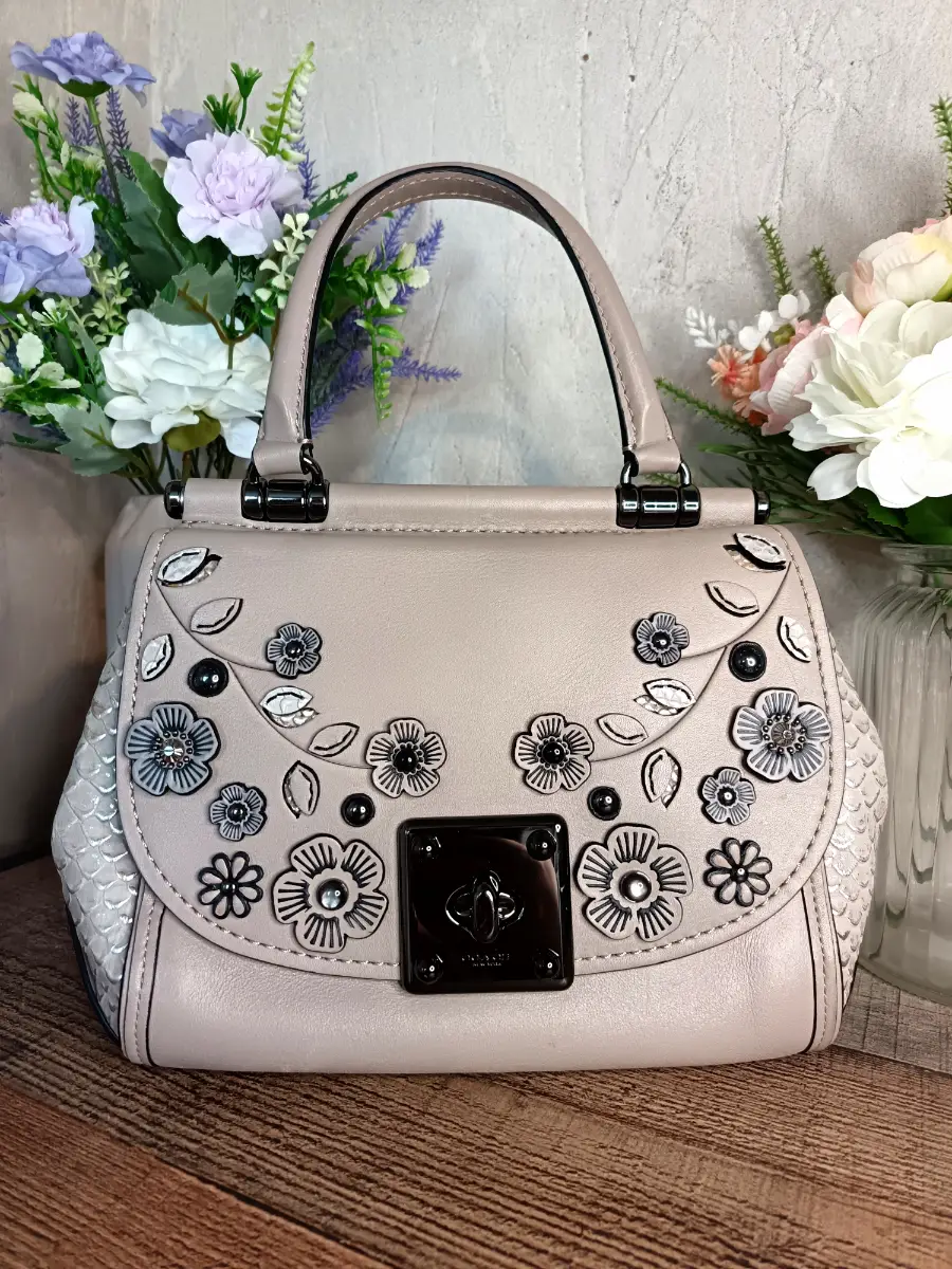 Coach Grey Drifter Top Handle Satchel Bag with Willow Floral