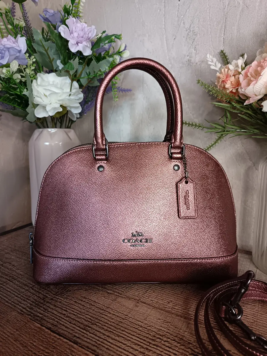 Coach Metallic Rose Gold Mini Sierra Satchel Bag Handbag