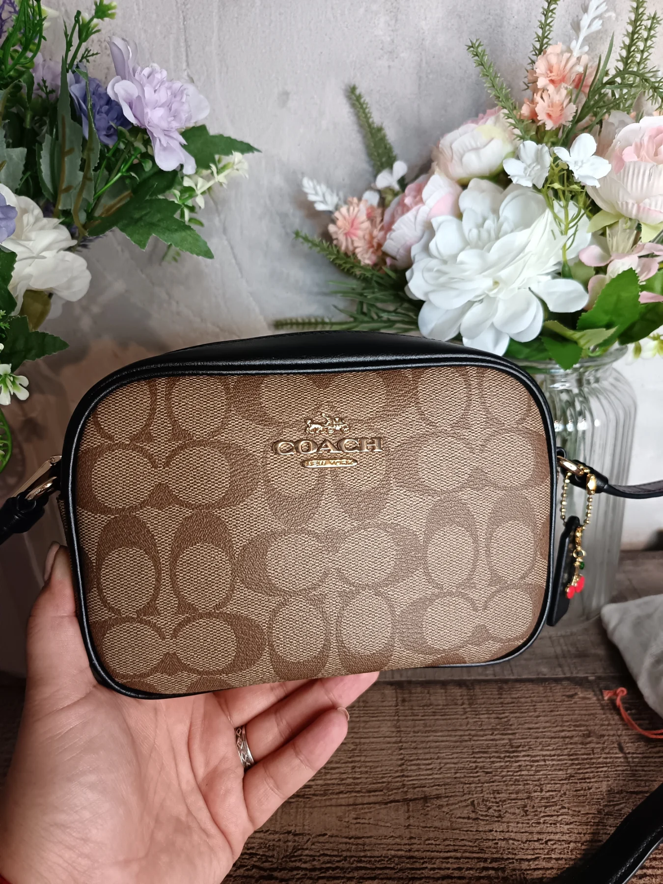 Coach Black and Brown Mini Jamie Camera Crossbody Bag