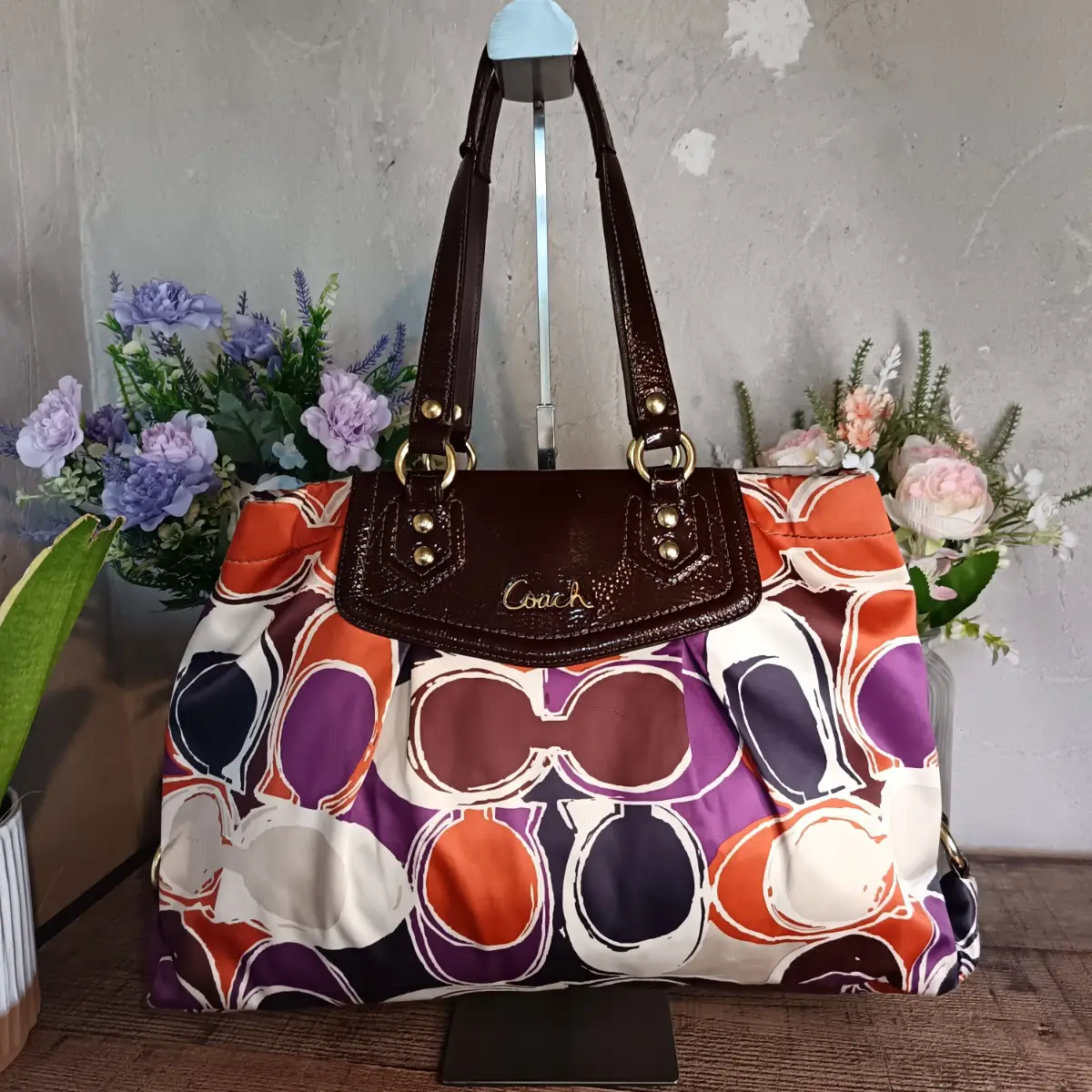 Coach Vintage Y2k Ashley Satin Scarf Print Satchel Shoulder Bag Handbag