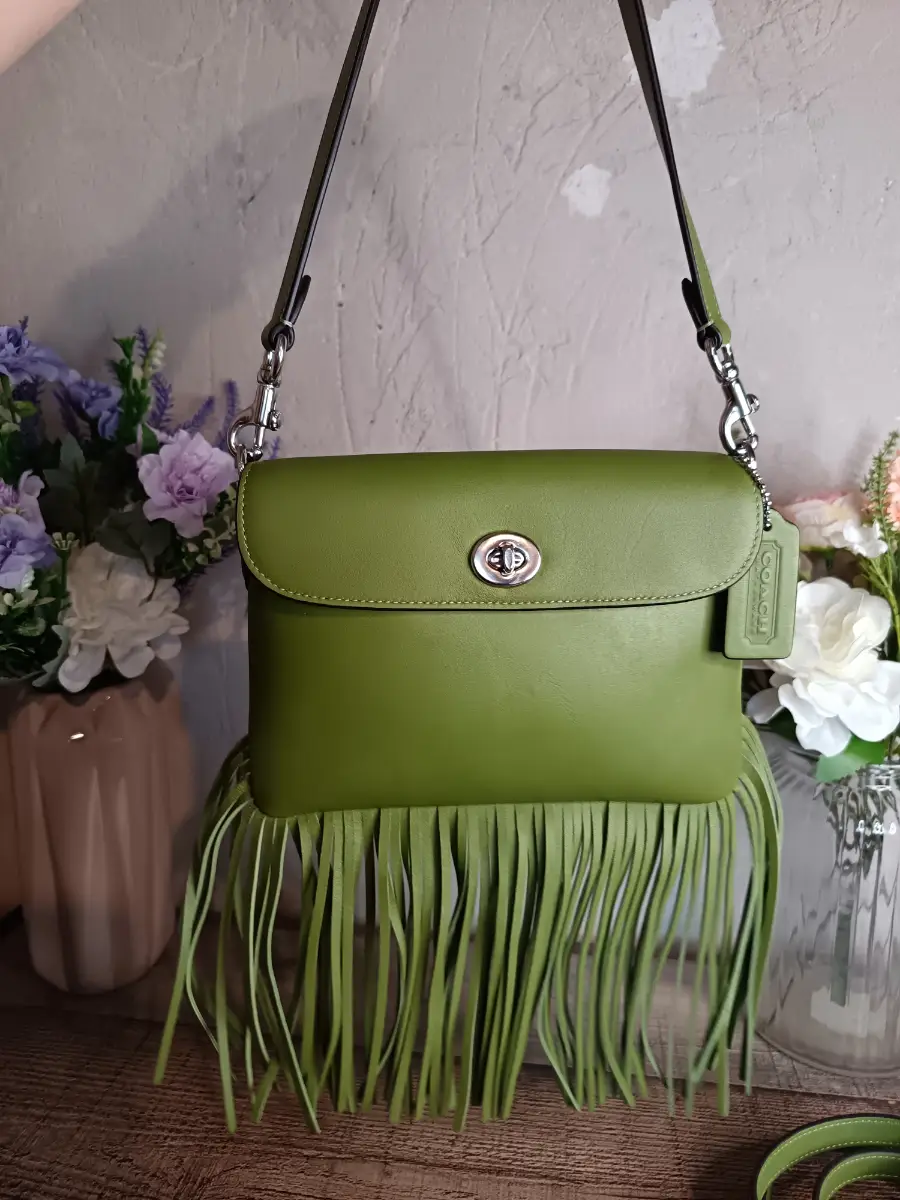 Coach Lime Green 1964 Fringe Shoulder Bag Handbag