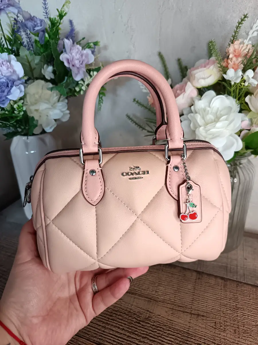 Coach Light Pink Mini Rowan Crossbody With Puffy Diamond Quilting