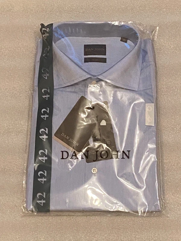 Dan John formal shirt piquet blue 42 16.5 RRP £49.99
