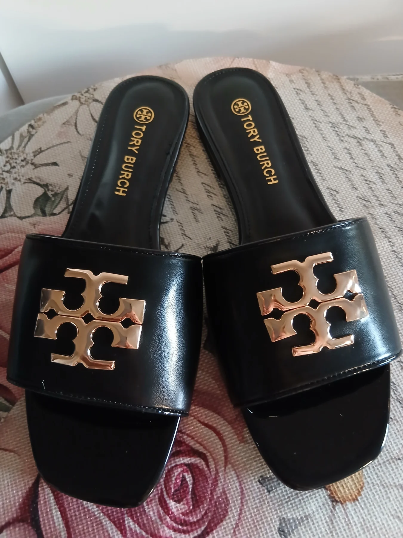 Tory Burch Black Flat Slip-On Slides