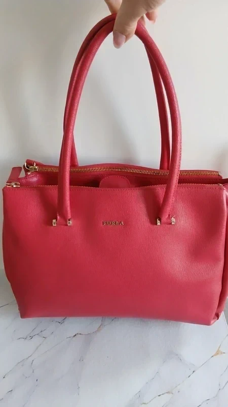 Furla red Italian leather shoulder bag