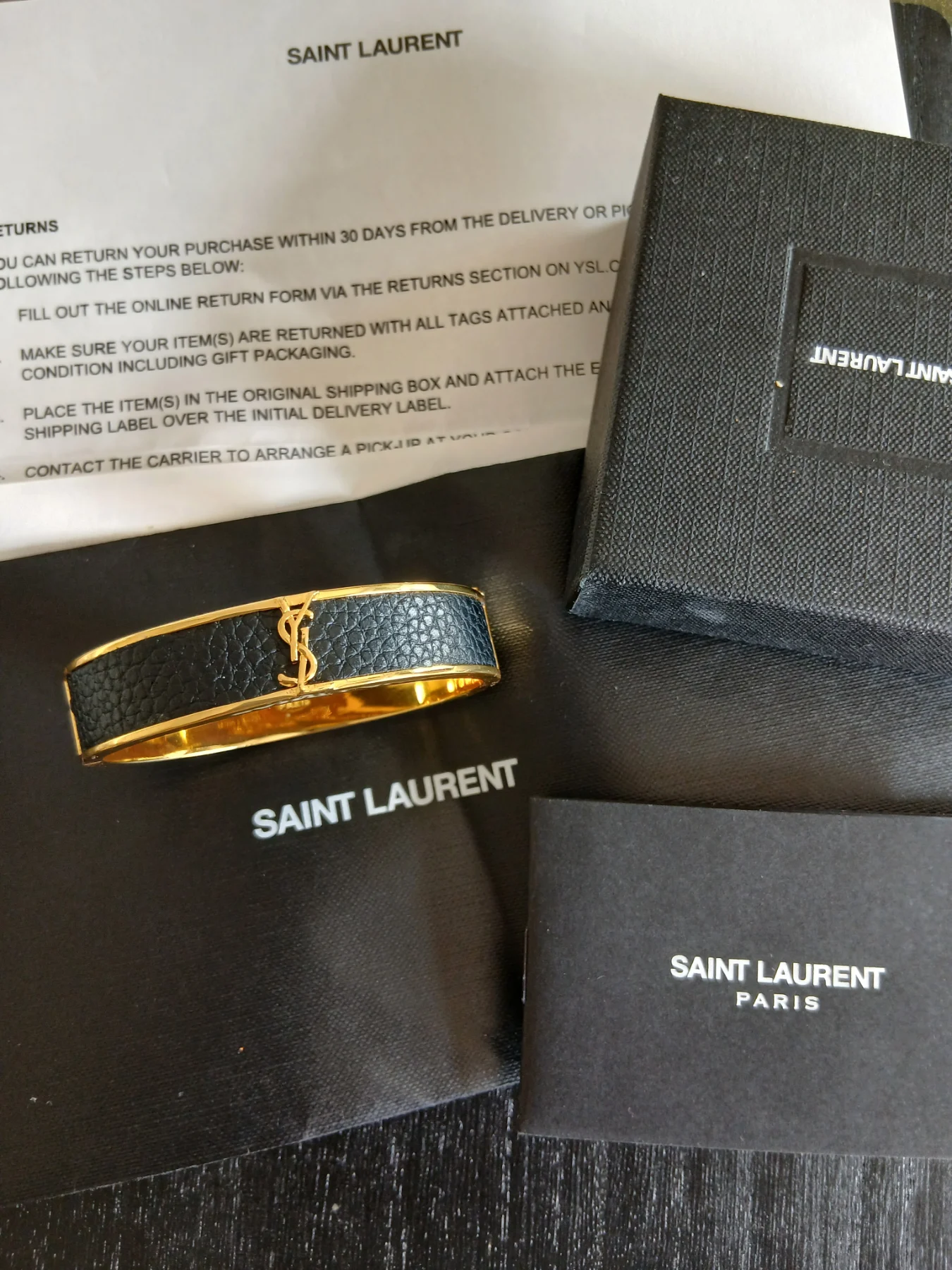 YSL Kassandra Bracelet in Gold-Tome Metal & Leather