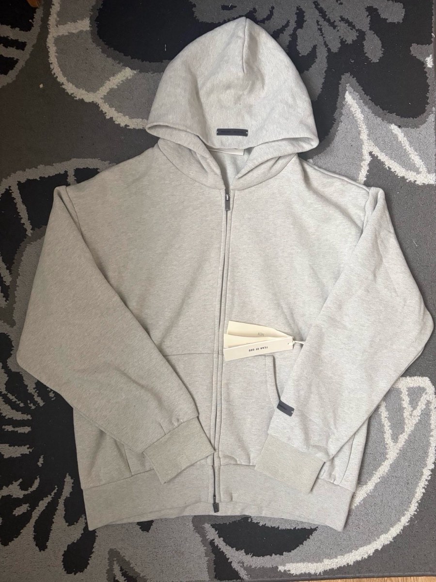 Fear Of God Essentials Classic Heather Stone Zip-Up Hoodie (SS25)
