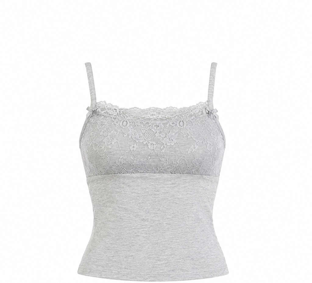 Dreamy Lace Overlay Cami - Gray - XL