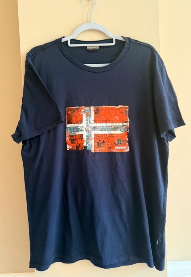 Napapijri Navy Flag Graphic T-Shirt Size XL