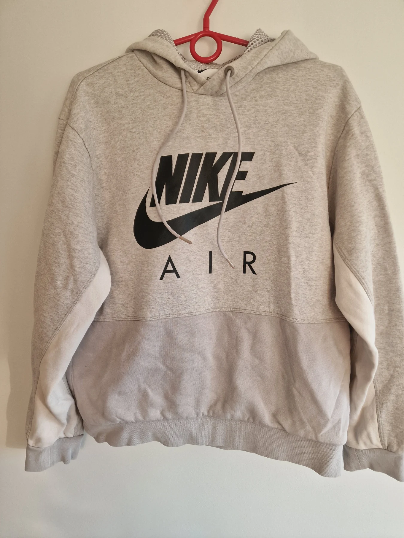 Nike Air Grey Colourblock Pullover Hoodie Size M Sleeve Print Logo