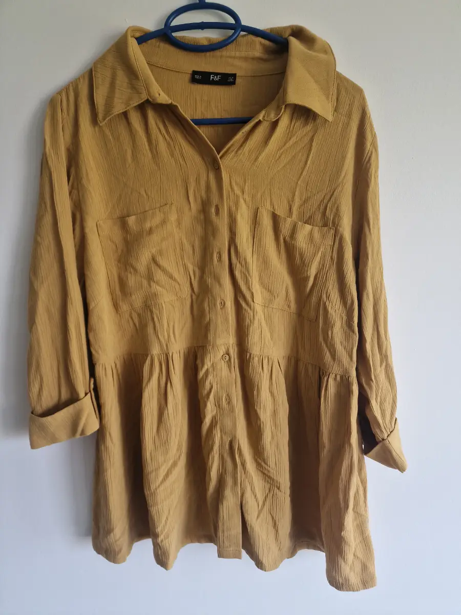 F&F Mustard Textured Smock Shirt Dress UK 10