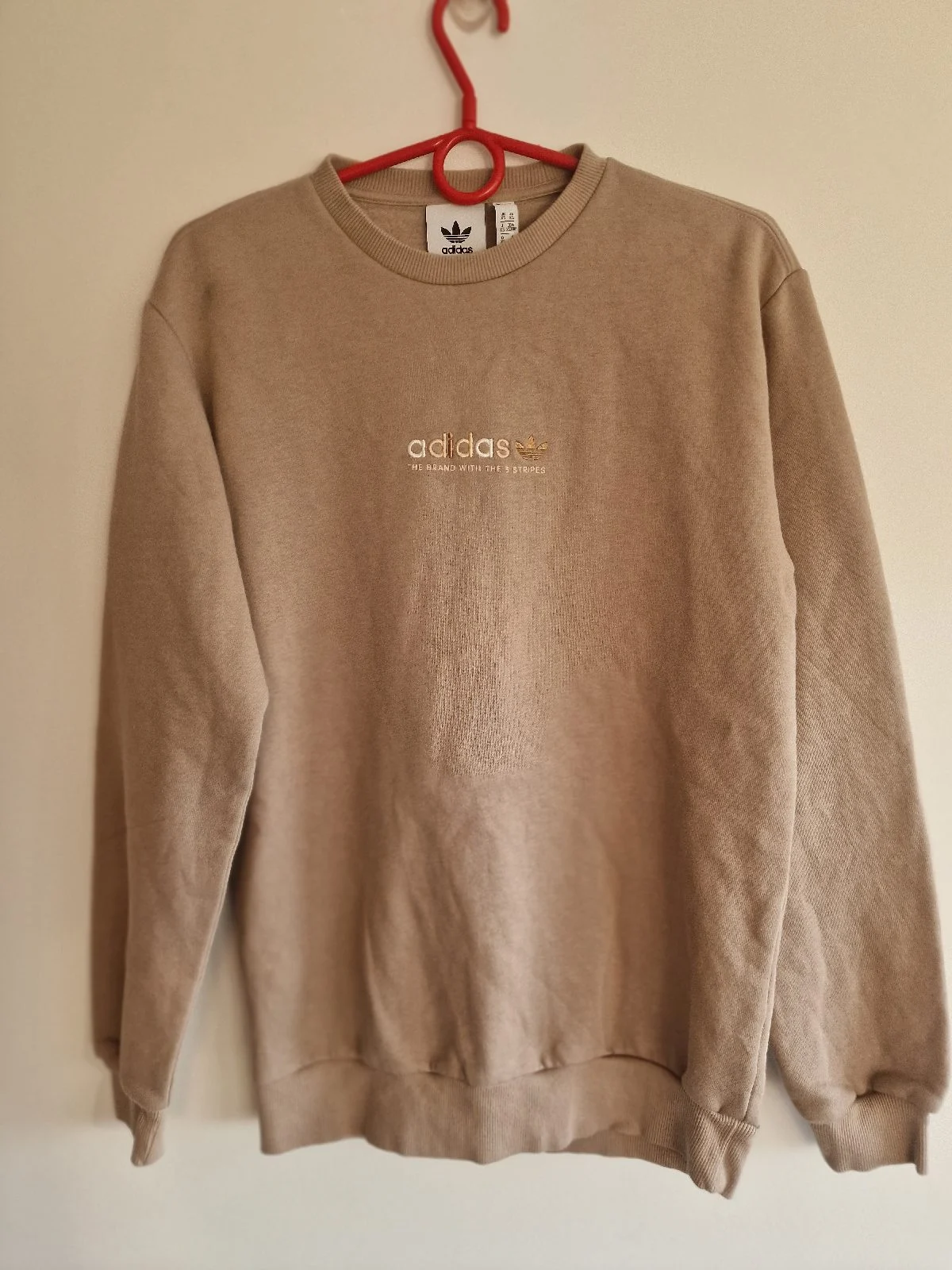 Adidas Originals Beige / Tan Central Embroidered Logo Sweatshirt Size XS