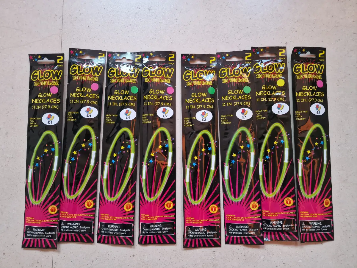 Bundle of 8 Packs Glow in the Dark Necklaces - 16 Necklaces Total - Party / Festival / Rave