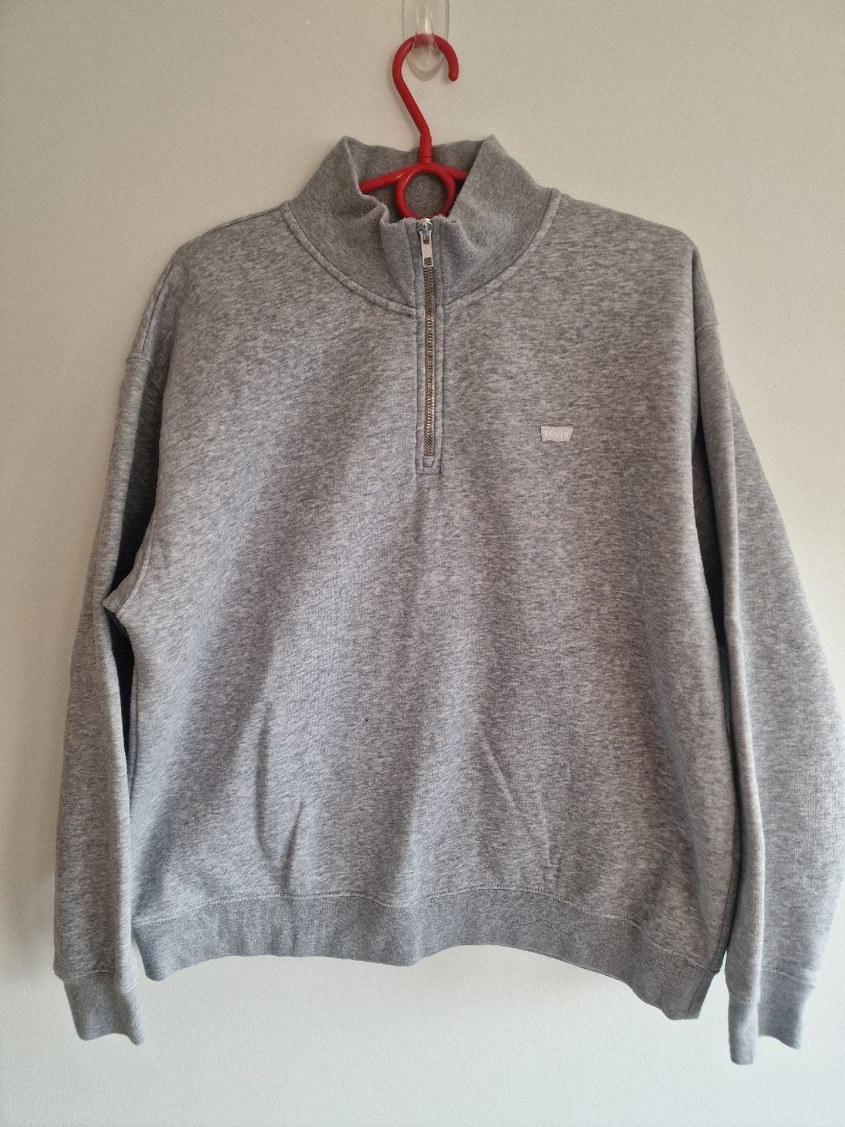 Levi’s Grey Quarter Zip Sweatshirt Size M Jumper Pullover Logo Patch